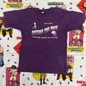 80s Single Stitch Purple "Setting the Pace" Running T-Shirt #80s Size M/L